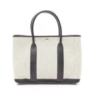 Hermes Garden Party PM Ecru Tote Bag Handbag Toile H Buffle Women's Ivory/Black